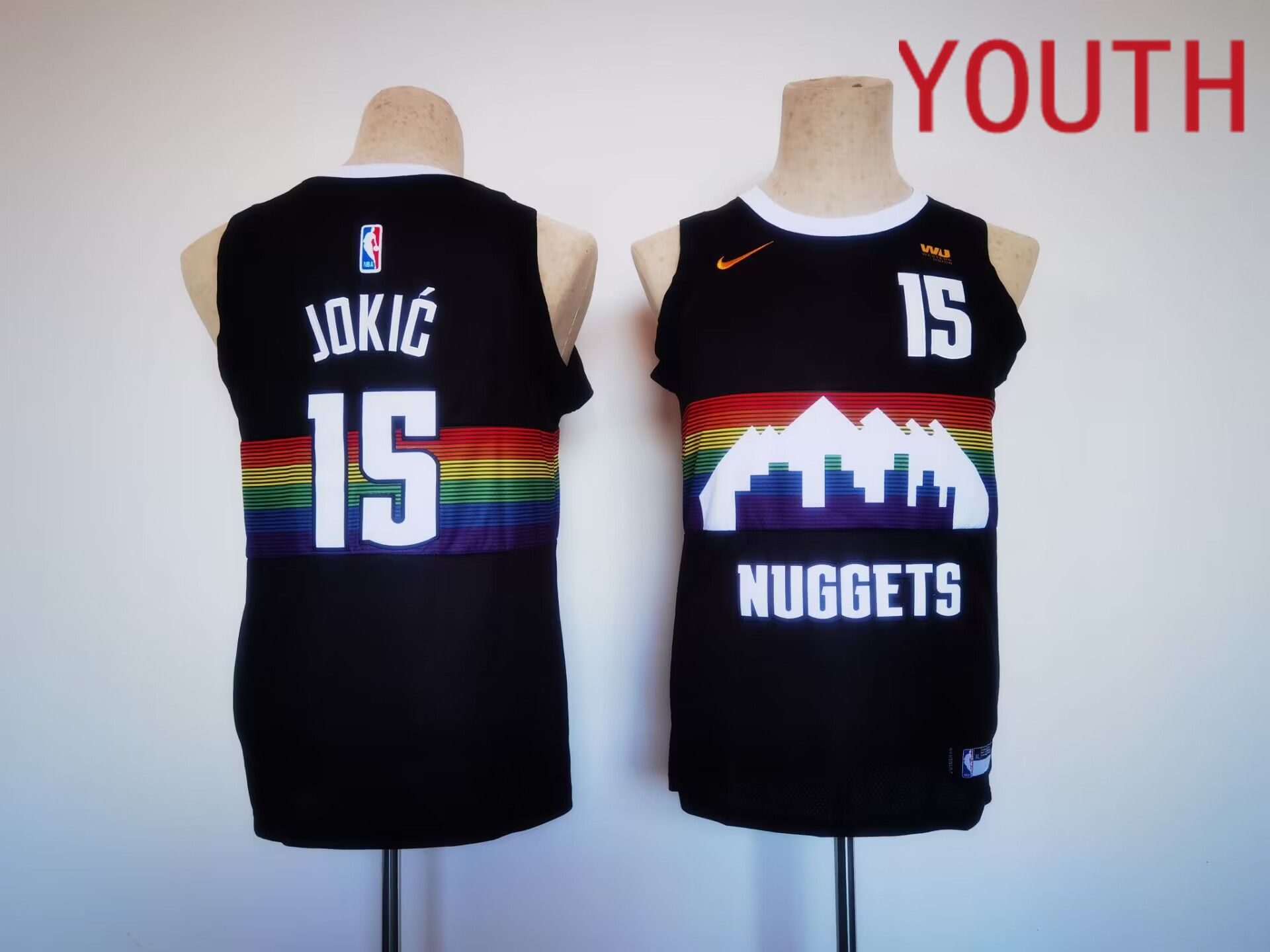 Youth Denver Nuggets #15 Jokic Nike Green City Edition Swingman NBA Jersey->youth nba jersey->Youth Jersey